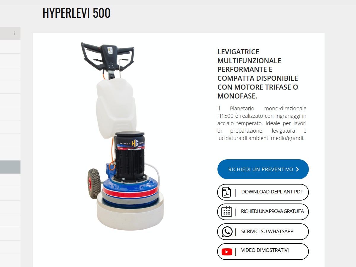 Levigatrice professionale per pavimenti Hyper Grinder HYPERLEVI : versatilità e prestazioni per molteplici superfici